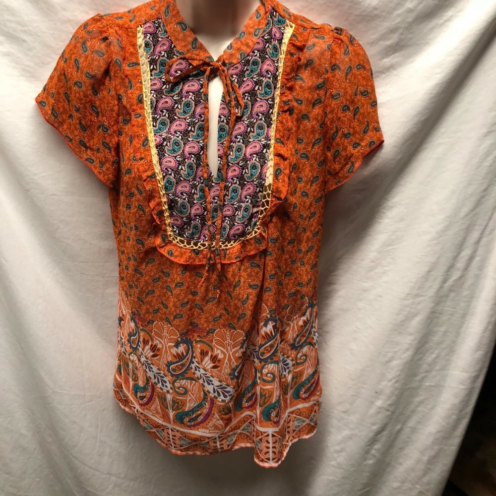 Six Degrees Womens Sz M Sheer Transparent Tunic Top